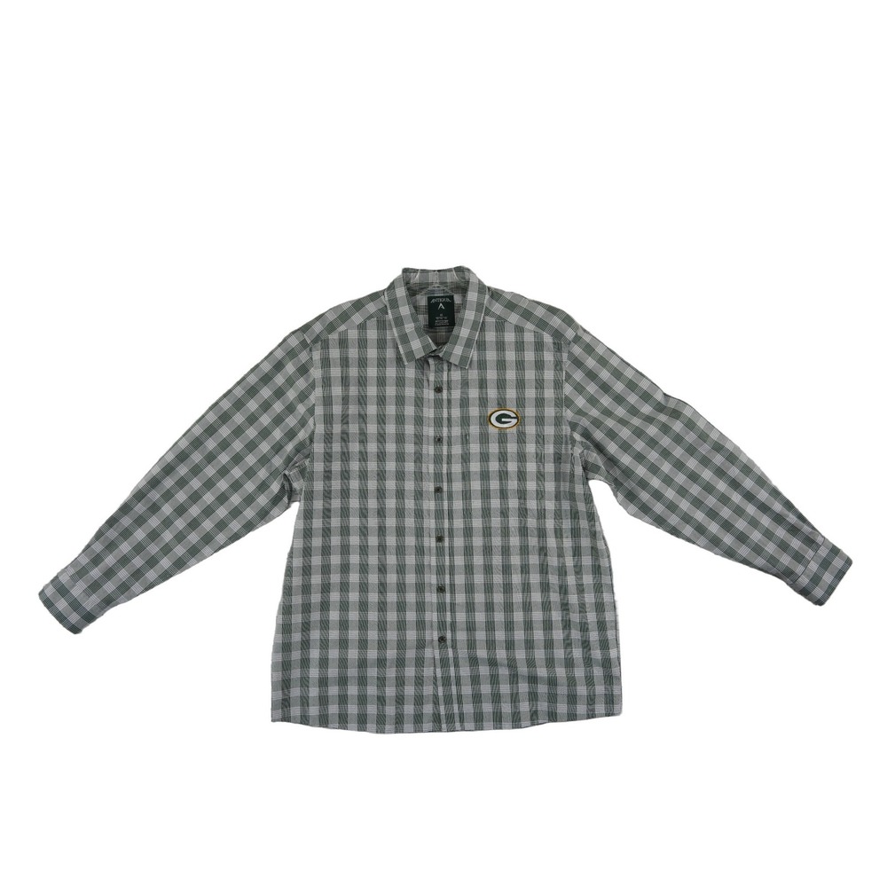 NFL Antigua Green Bay Packers Plaid Button Up Shirt Men's Size XL Long Sleeve